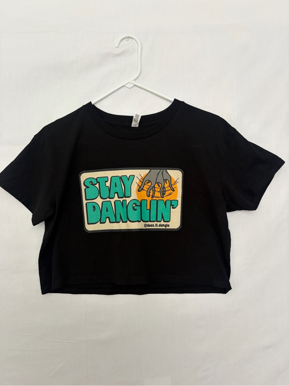 AS Colour Womens Small Stay Danglin Graphic Crop Top T Shirt Black Cotton(A930)